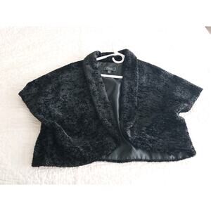 Collection Dress Barn Black Shrug size 18 - 20 Faux fur Fully lined womens s/s